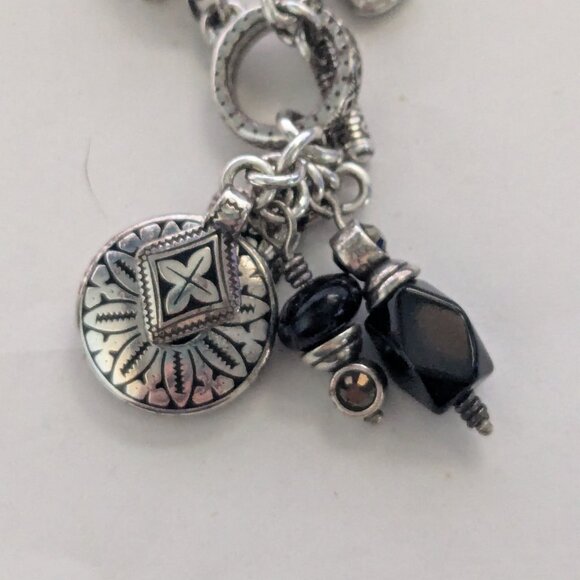 BRIGHTON Toggle Charm Black Glass Corded Necklace - Picture 4 of 6
